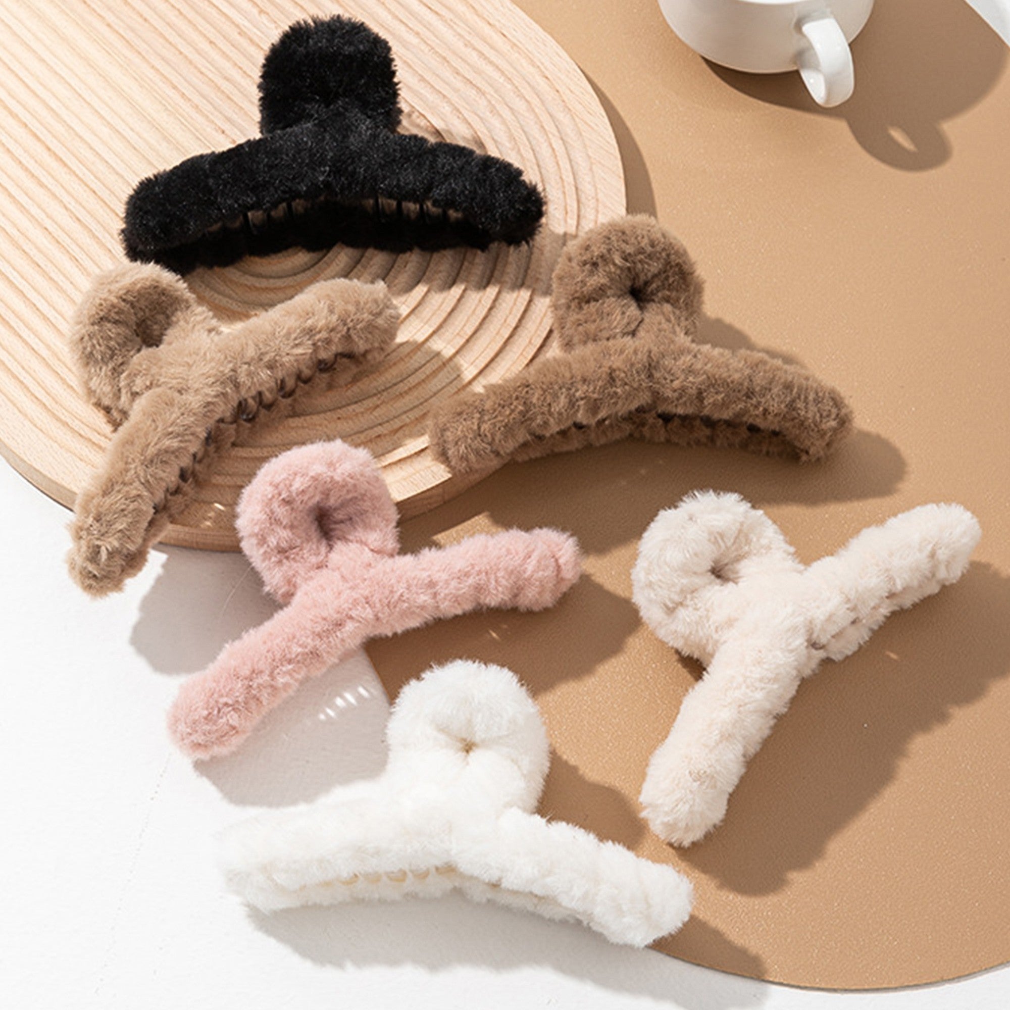 Anna-Kaci Faux Fur Hair Claw Clip with Plush Texture and Secure Spring Hold