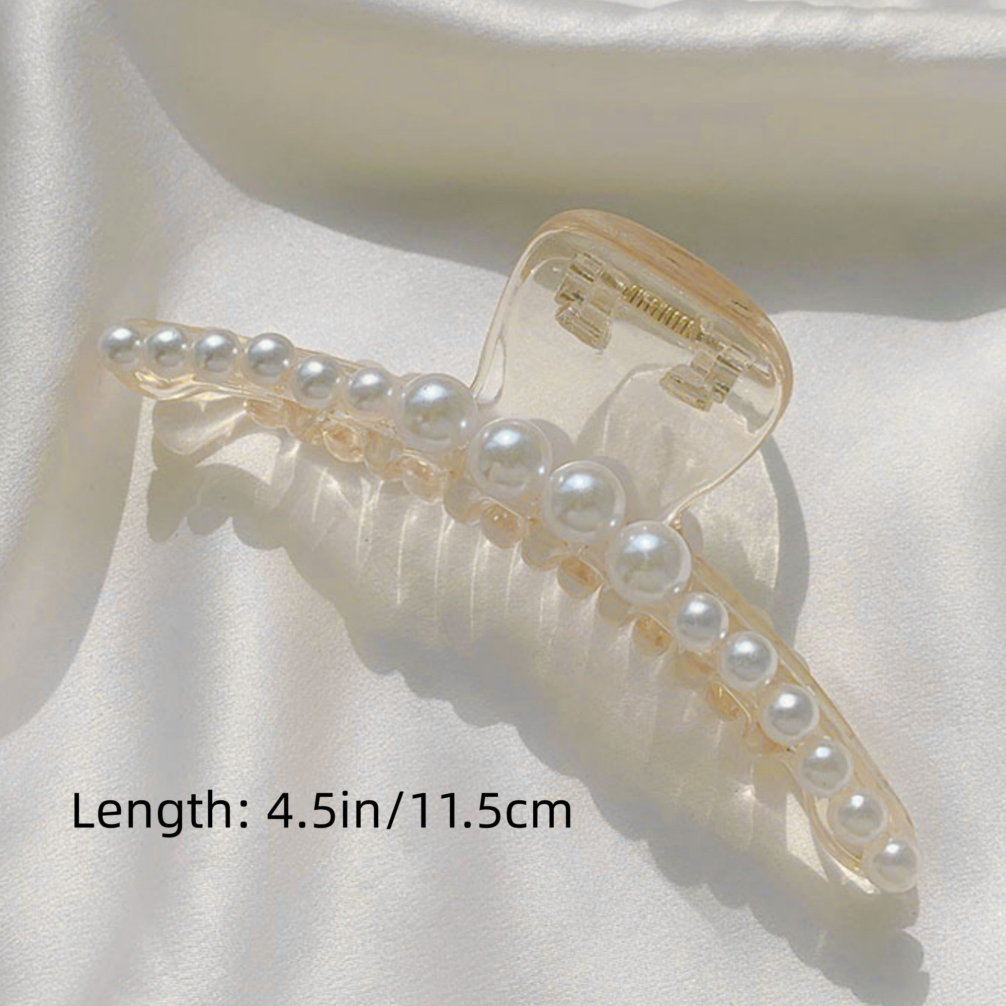 Anna-Kaci Pearl Detail Hair Claw Clip with Smooth Curved Shape and Secure Spring Hold