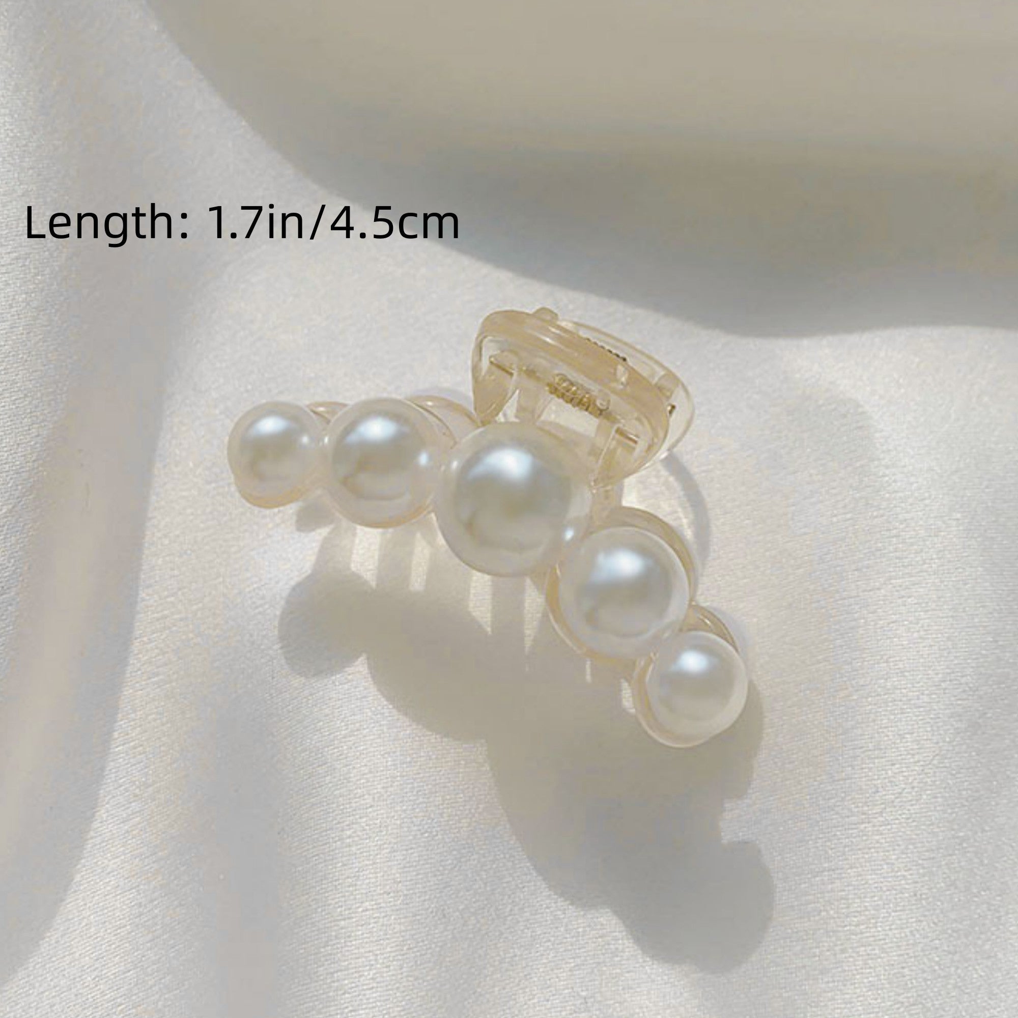 Anna-Kaci Pearl Detail Hair Claw Clip with Smooth Curved Shape and Secure Spring Hold