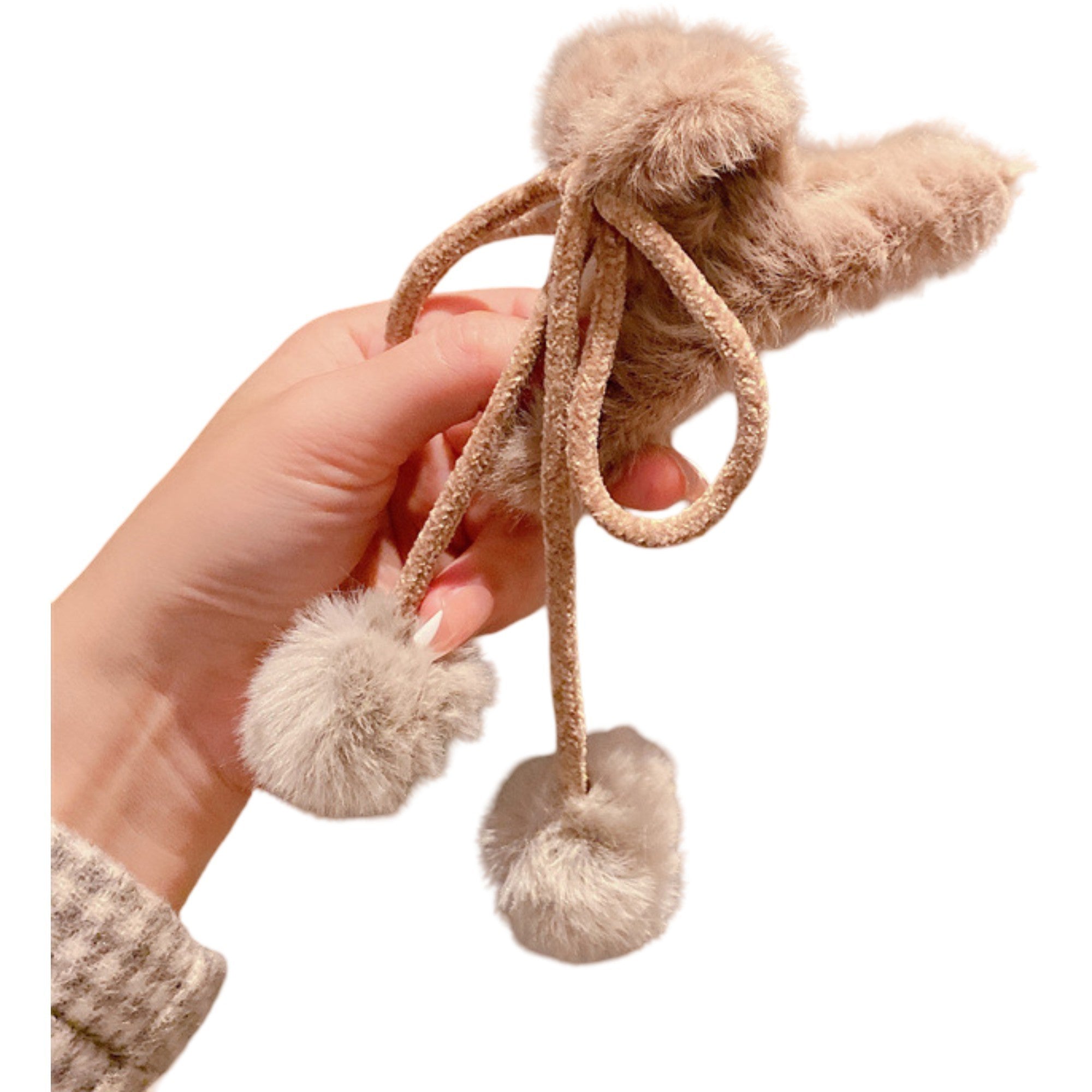 Anna-Kaci Plush Faux Fur Pom Pom Tie Scarf Accessory with Soft Texture and Adjustable Cord