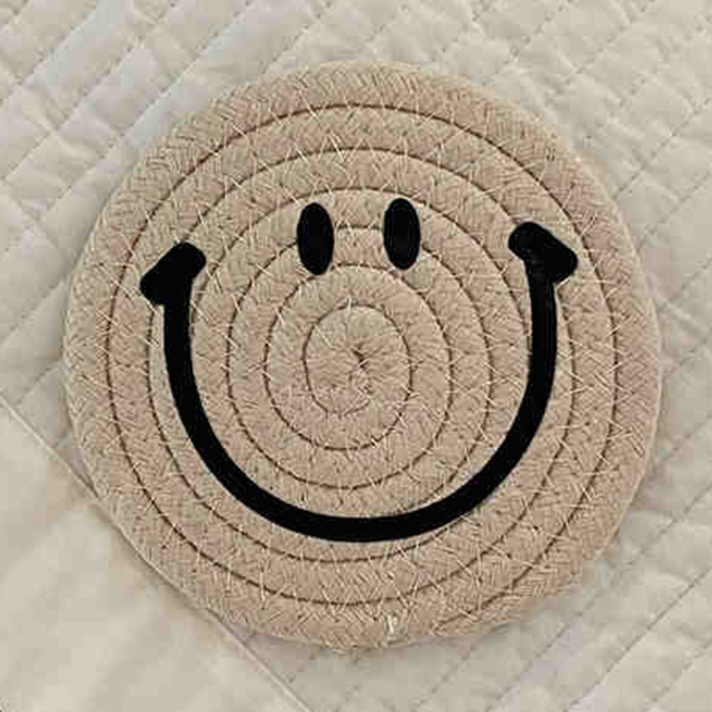 Anna-Kaci Woven Smiley Face Round Coasters for Tabletop Decoration and Surface Protection