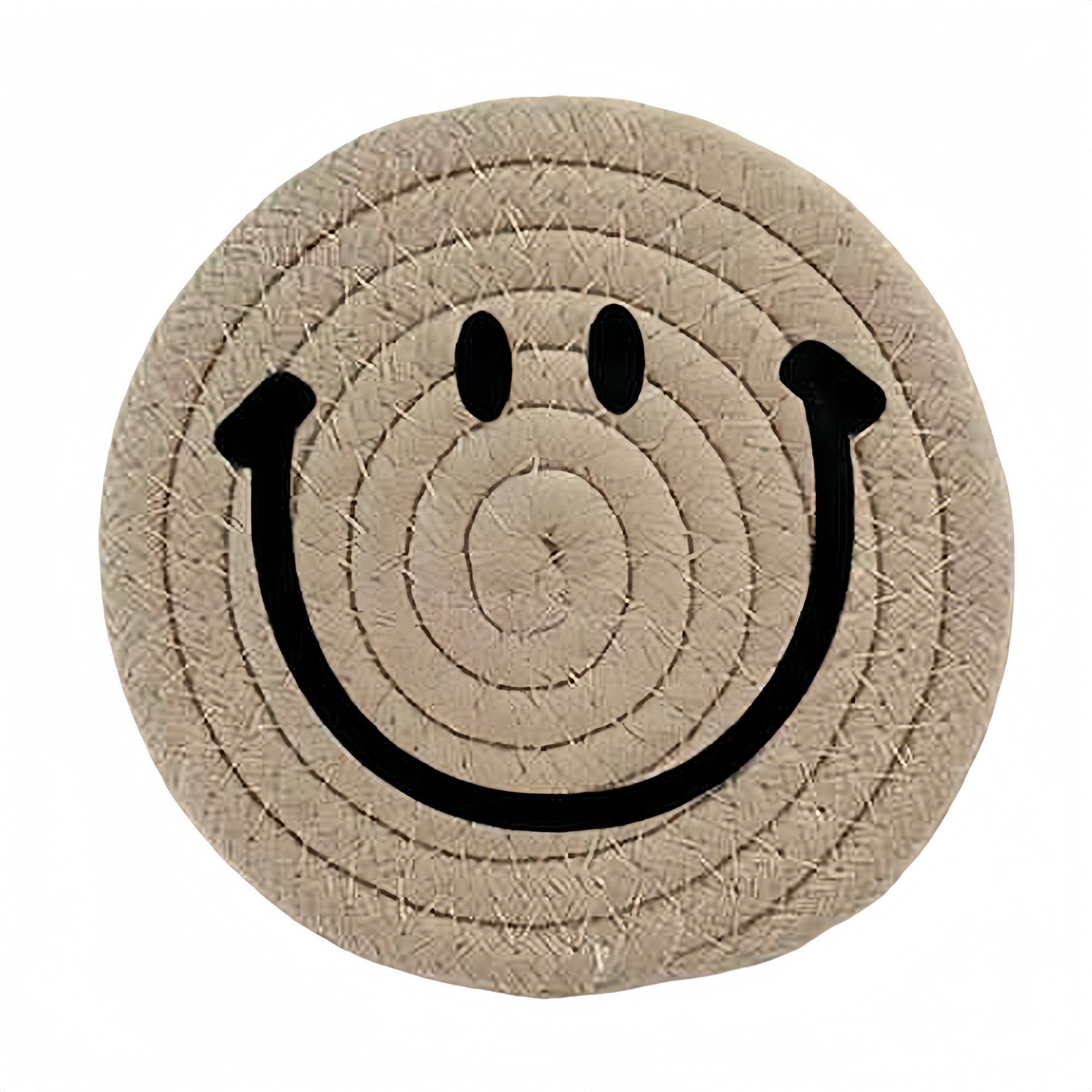 Anna-Kaci Woven Smiley Face Round Coasters for Tabletop Decoration and Surface Protection