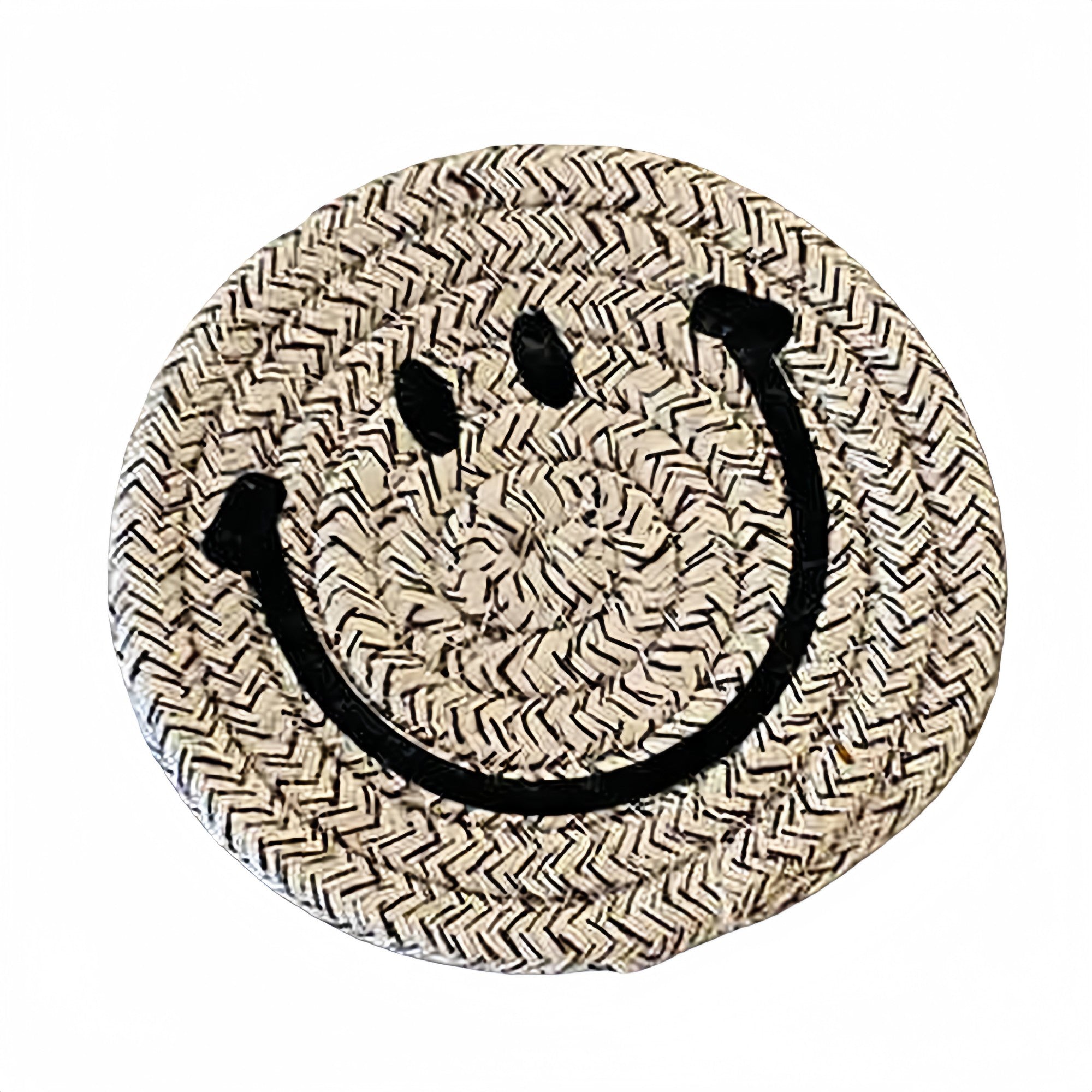 Anna-Kaci Woven Smiley Face Round Coasters for Tabletop Decoration and Surface Protection