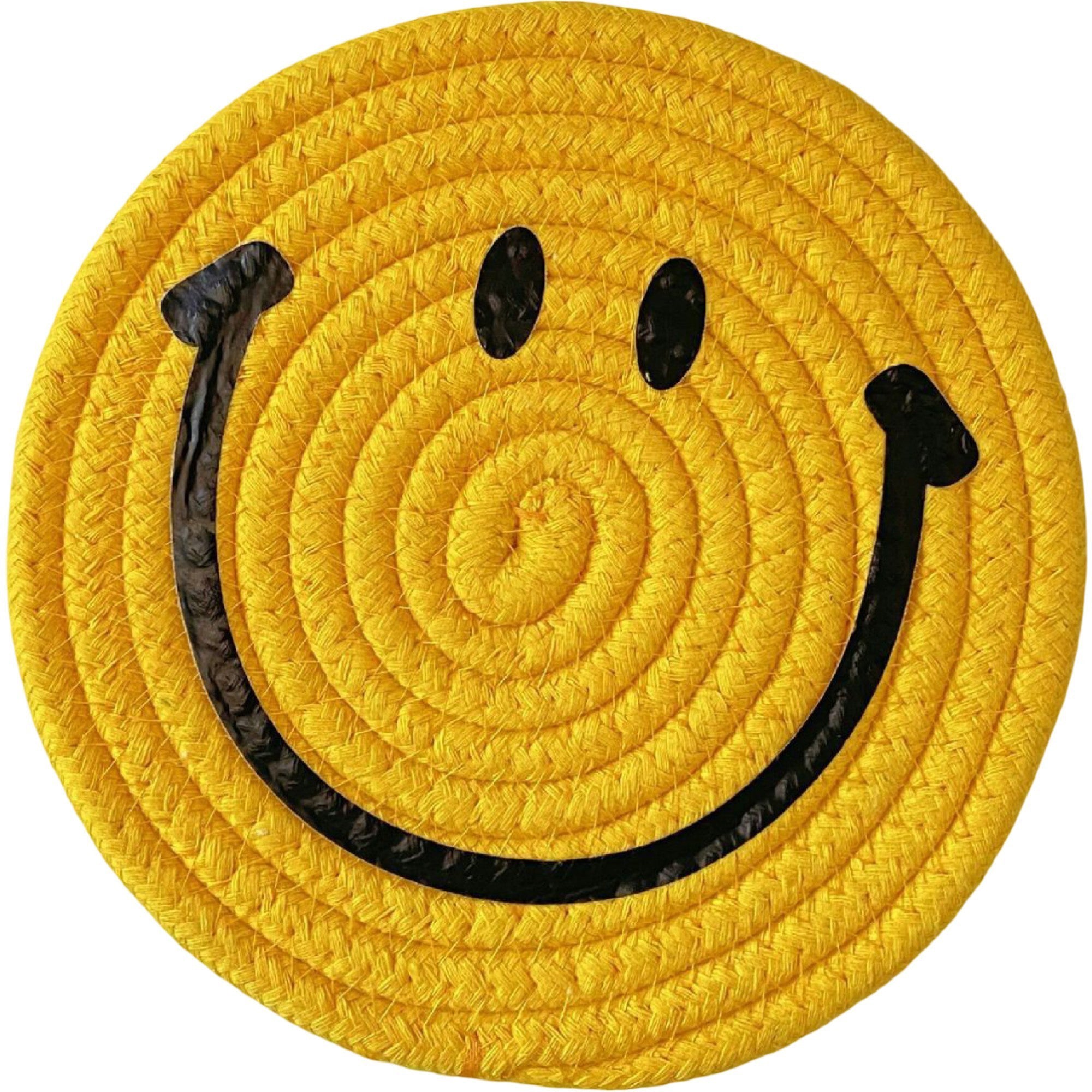Anna-Kaci Woven Smiley Face Round Coasters for Tabletop Decoration and Surface Protection