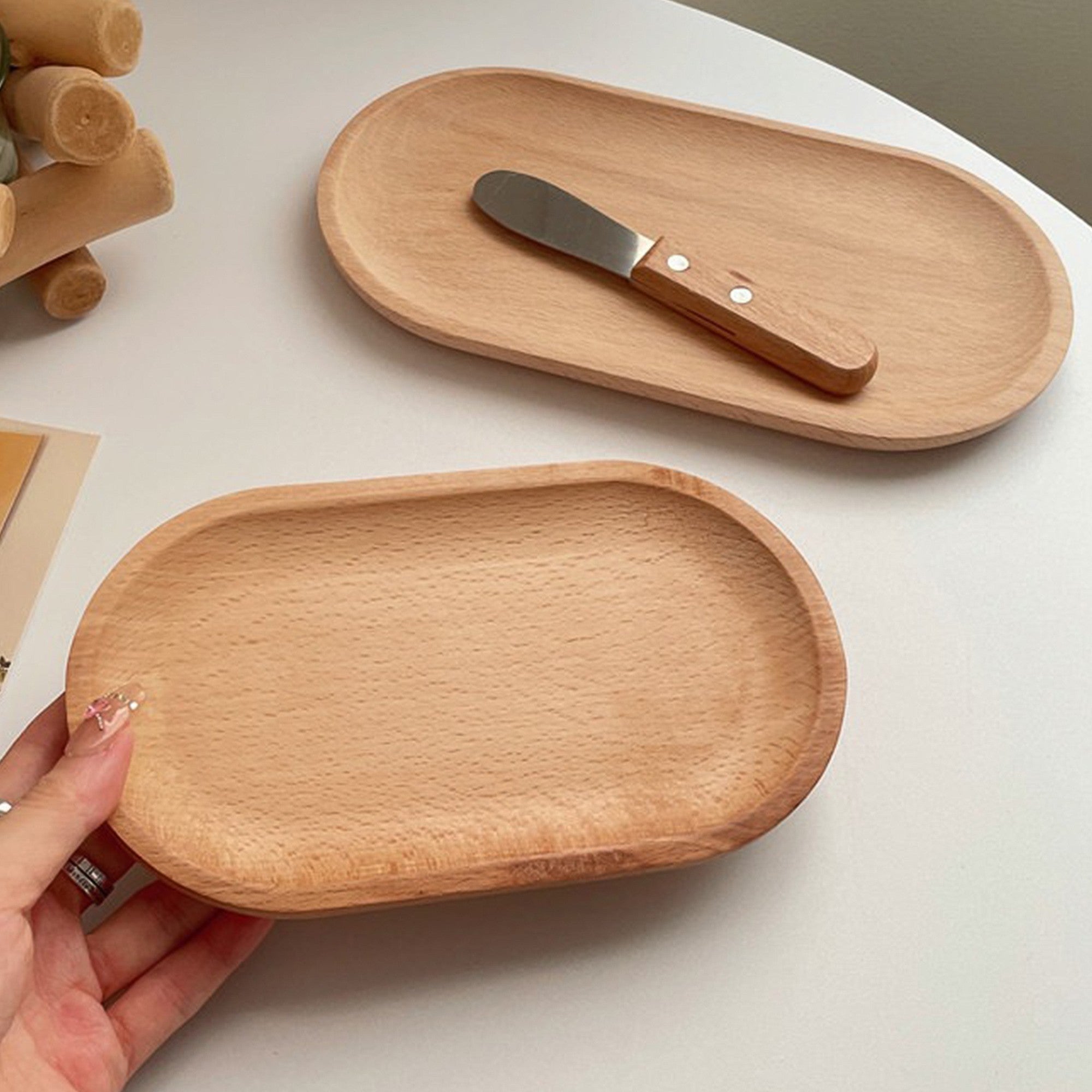 Anna-Kaci Wooden Oval Serving Tray for Tabletop Decoration and Everyday Organization