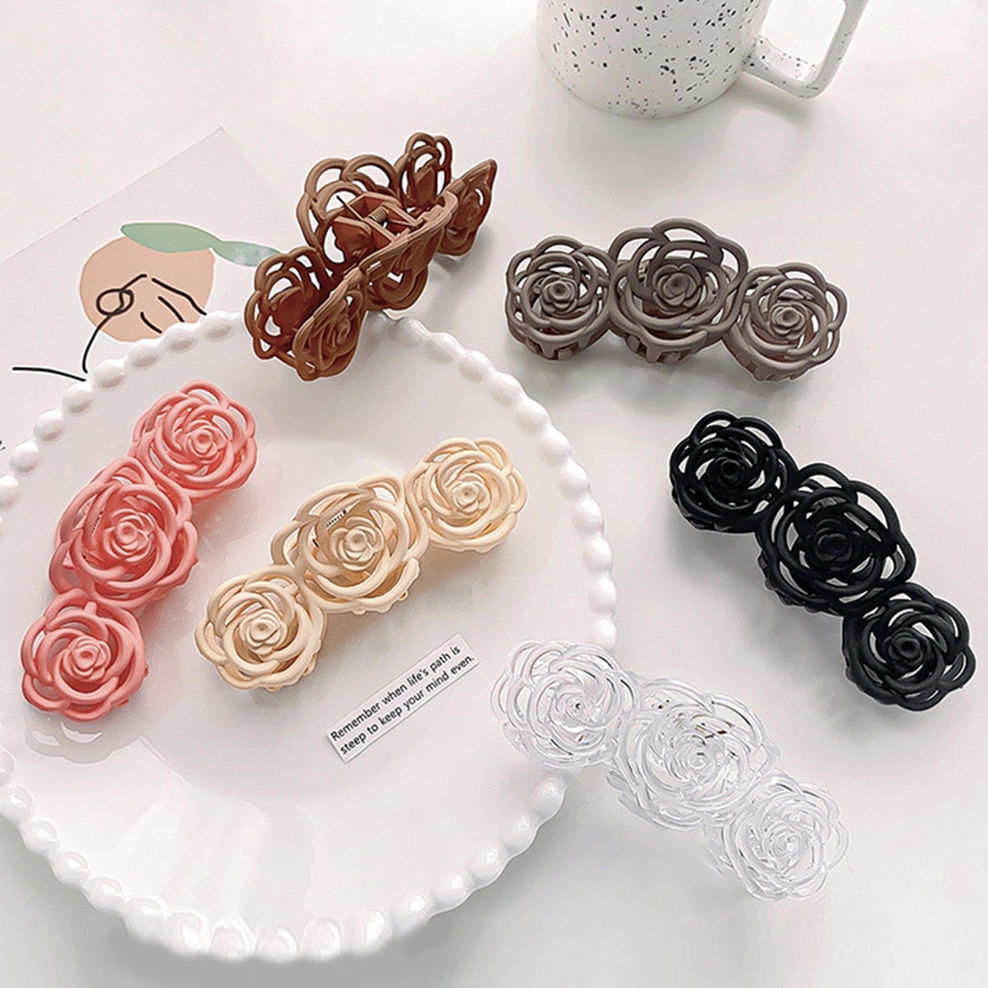 Anna-Kaci Triple Flower Hair Claw Clip with Secure Hold and Decorative Open Design