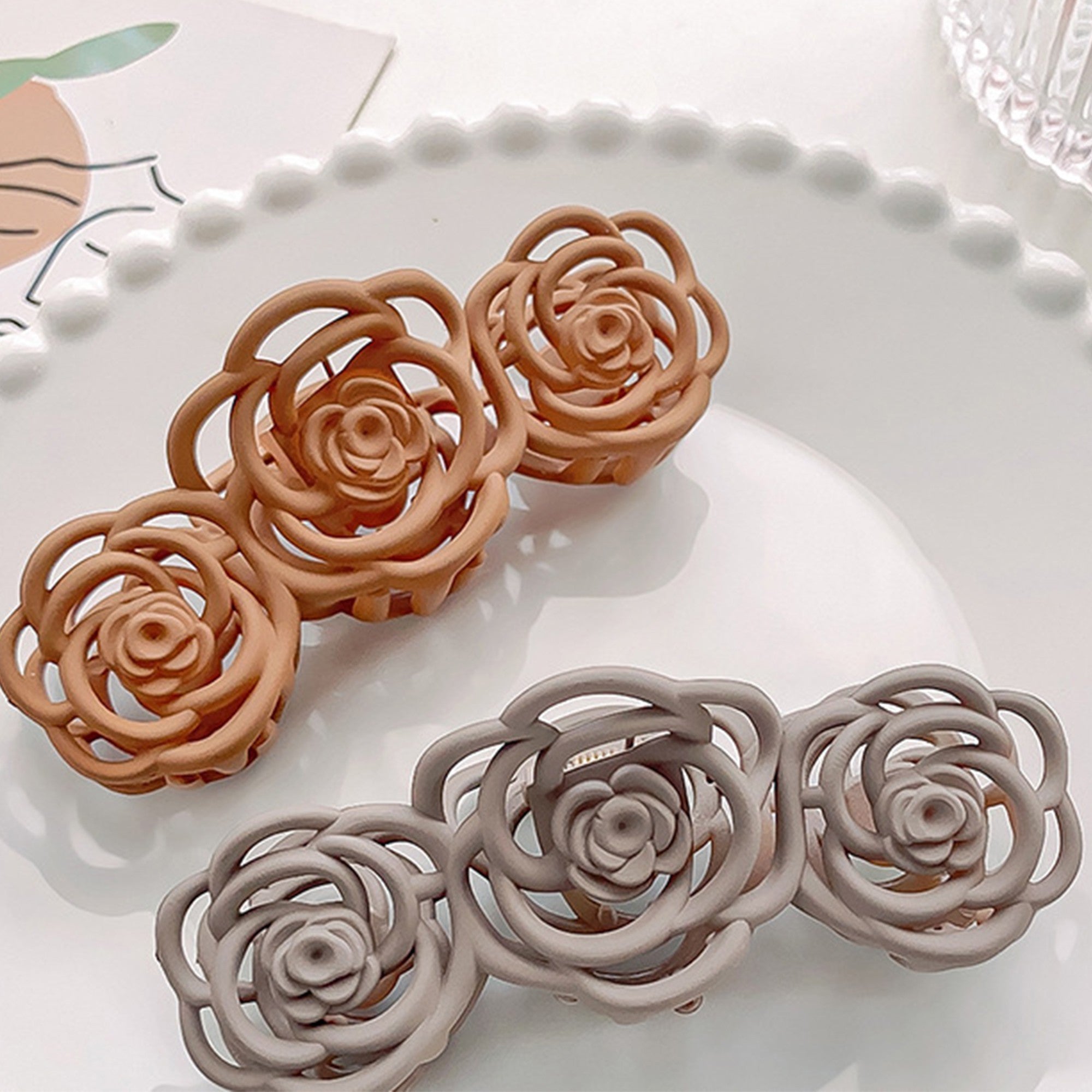 Anna-Kaci Triple Flower Hair Claw Clip with Secure Hold and Decorative Open Design