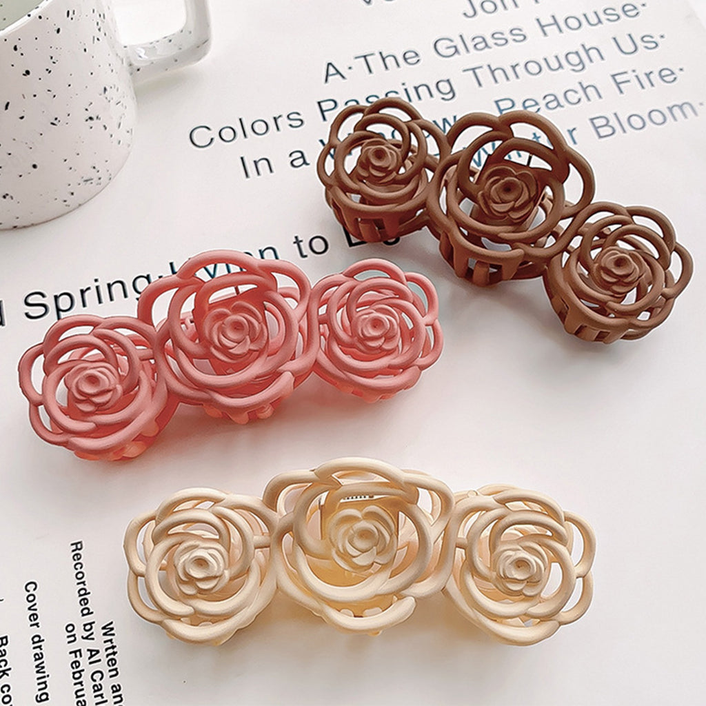 Anna-Kaci Triple Flower Hair Claw Clip with Secure Hold and Decorative Open Design