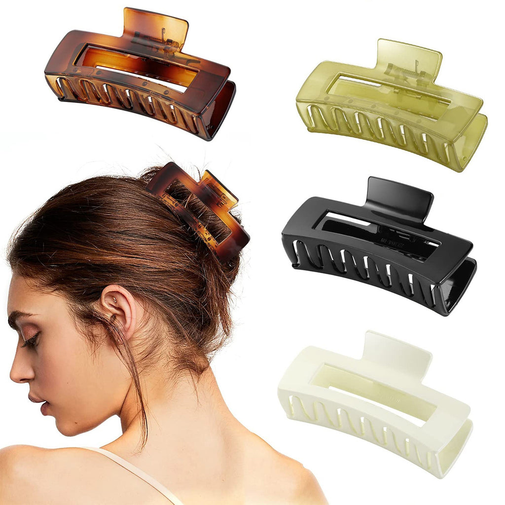 Anna-Kaci Rectangular Hair Claw Clip with Cutout Design and Strong Hold