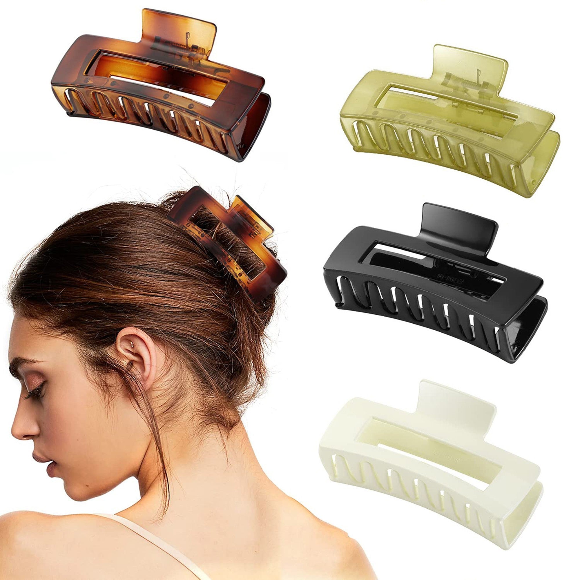 Anna-Kaci Rectangular Hair Claw Clip with Cutout Design and Strong Hold