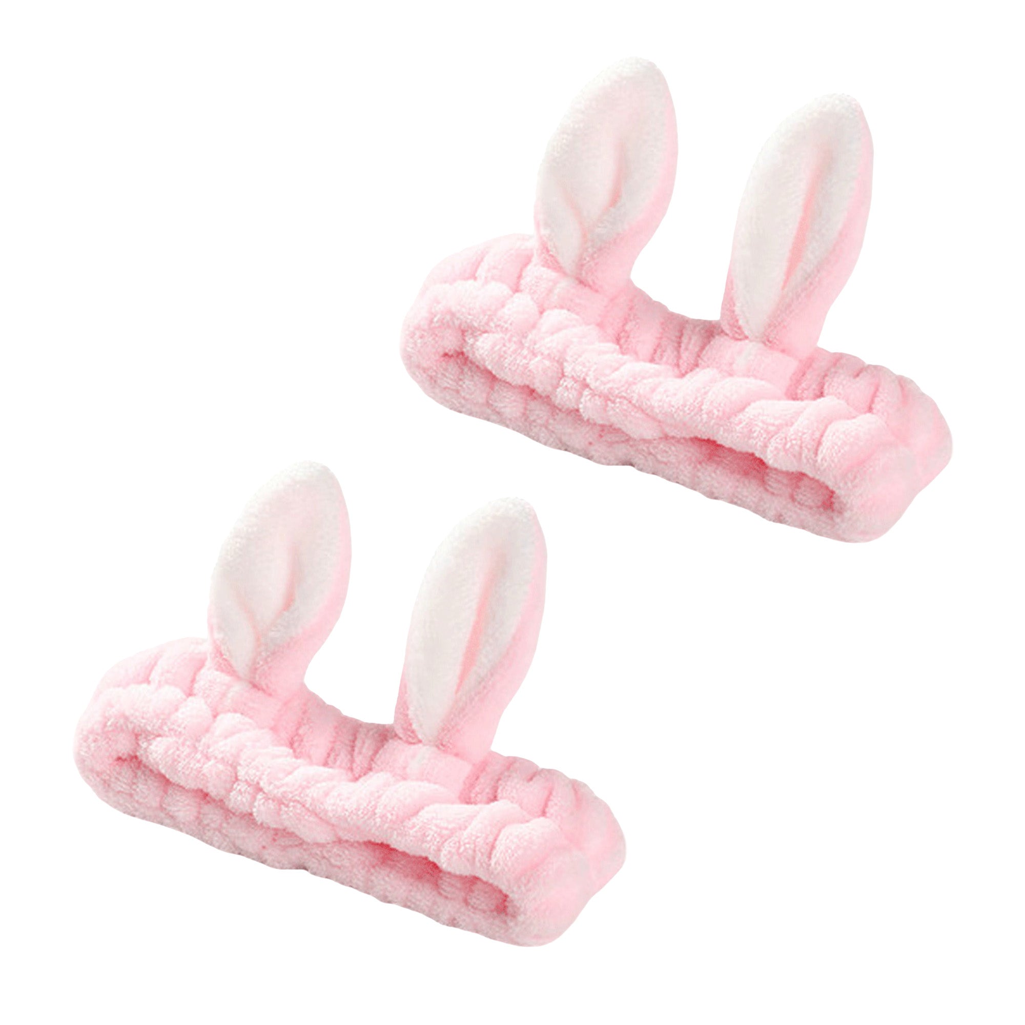 Anna-Kaci Plush Bunny Ear Headband Set Soft Stretch Wash Headbands Two Pack