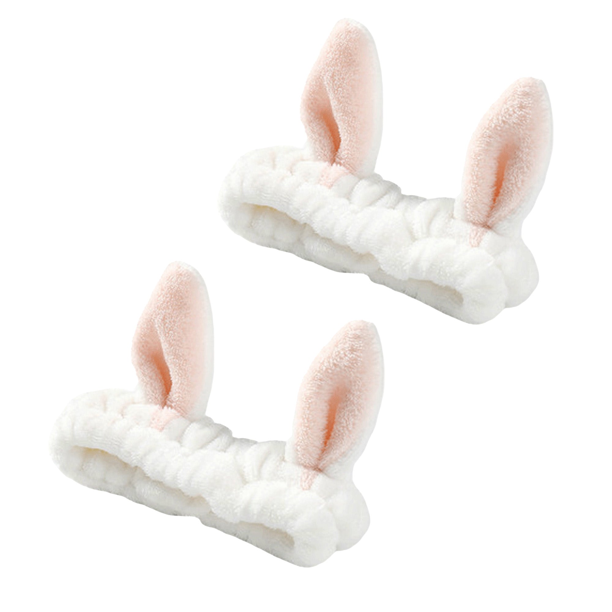 Anna-Kaci Plush Bunny Ear Headband Set Soft Stretch Wash Headbands Two Pack