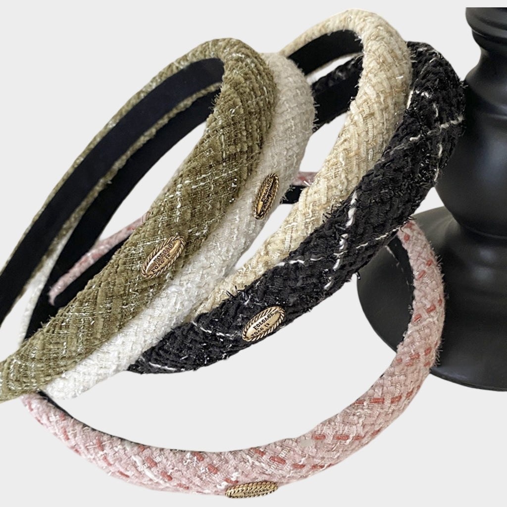 Anna-Kaci Womens Tweed Fabric Padded Headbands Two Pack Soft Hair Accessories
