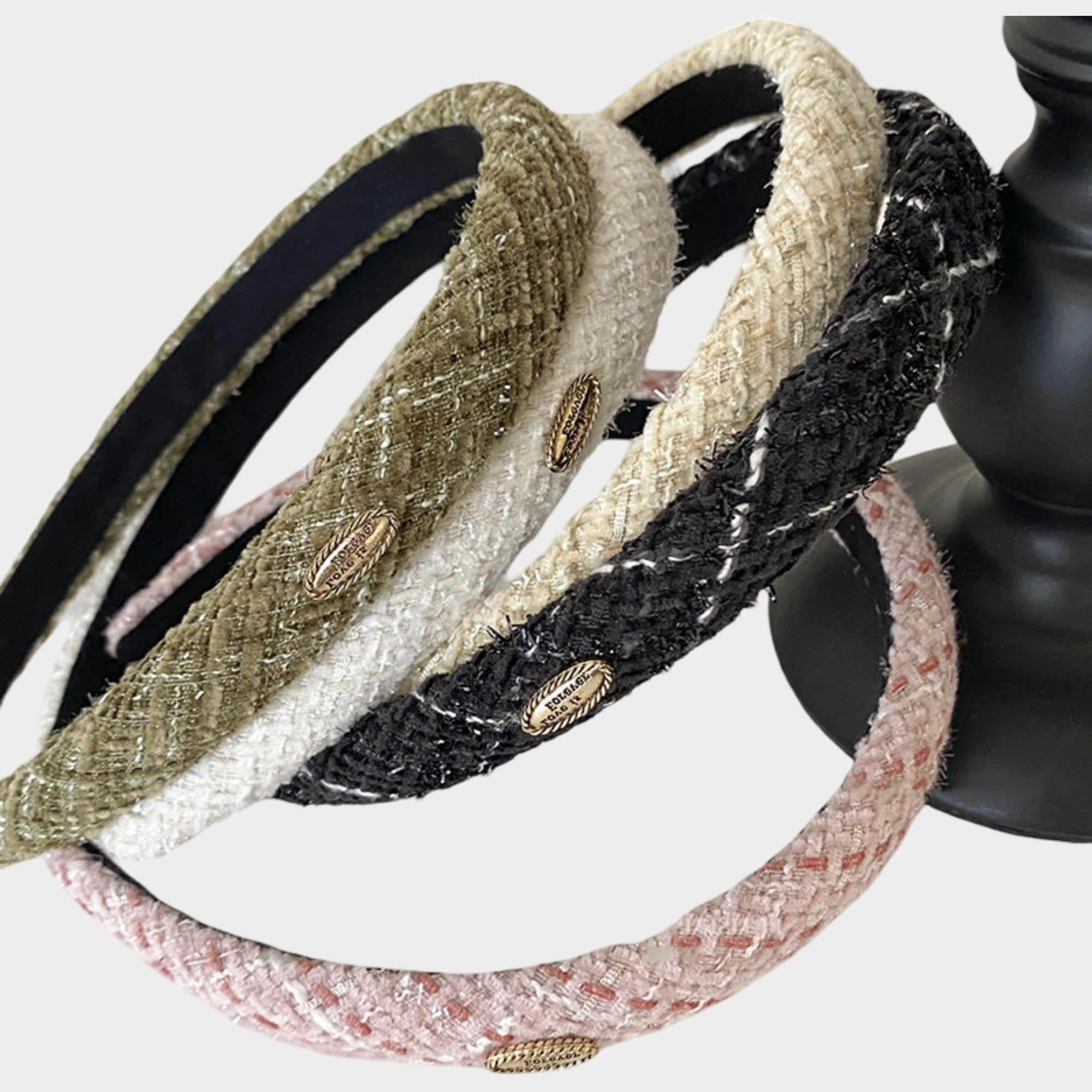 Anna-Kaci Womens Tweed Fabric Padded Headbands Two Pack Soft Hair Accessories