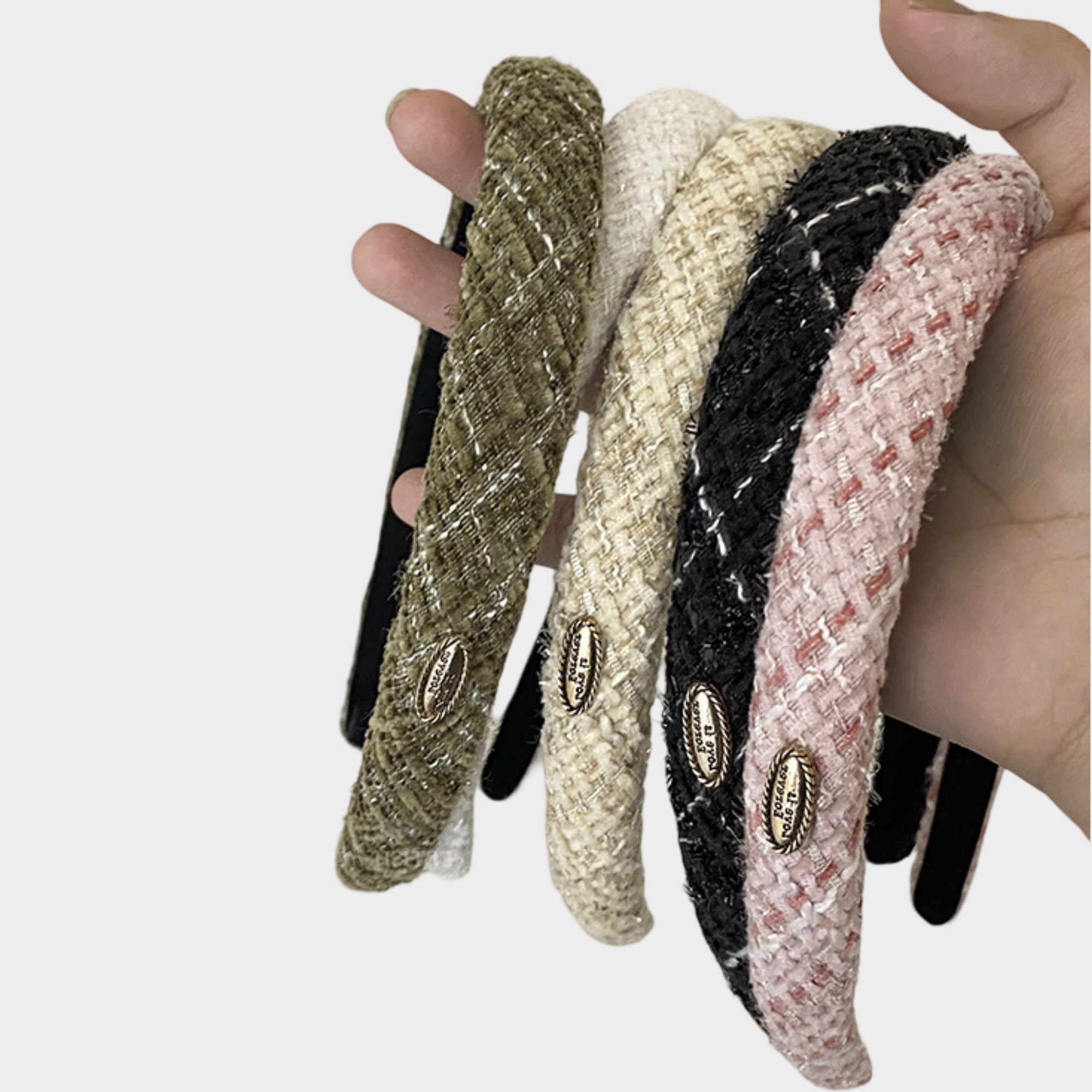 Anna-Kaci Womens Tweed Fabric Padded Headbands Two Pack Soft Hair Accessories