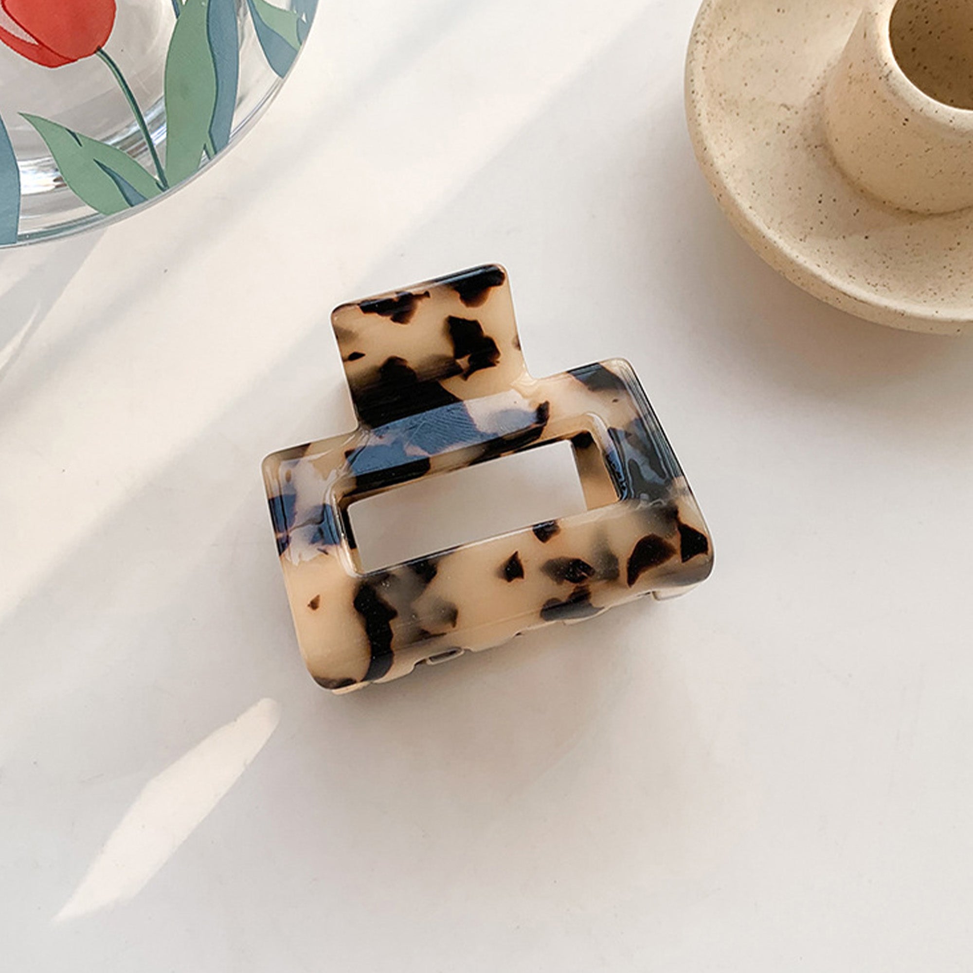 Anna-Kaci Small Square Hair Claw Clips 2 Pack Strong Hold Lightweight Design
