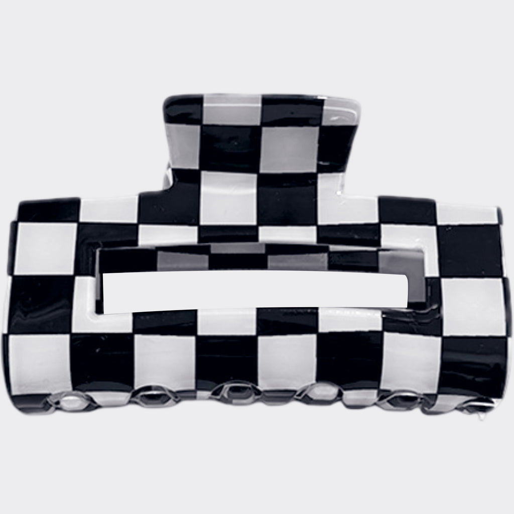Anna-Kaci 2 Pack Checkered Hair Claw Clips Strong Hold Thick Hair Durable Square Design