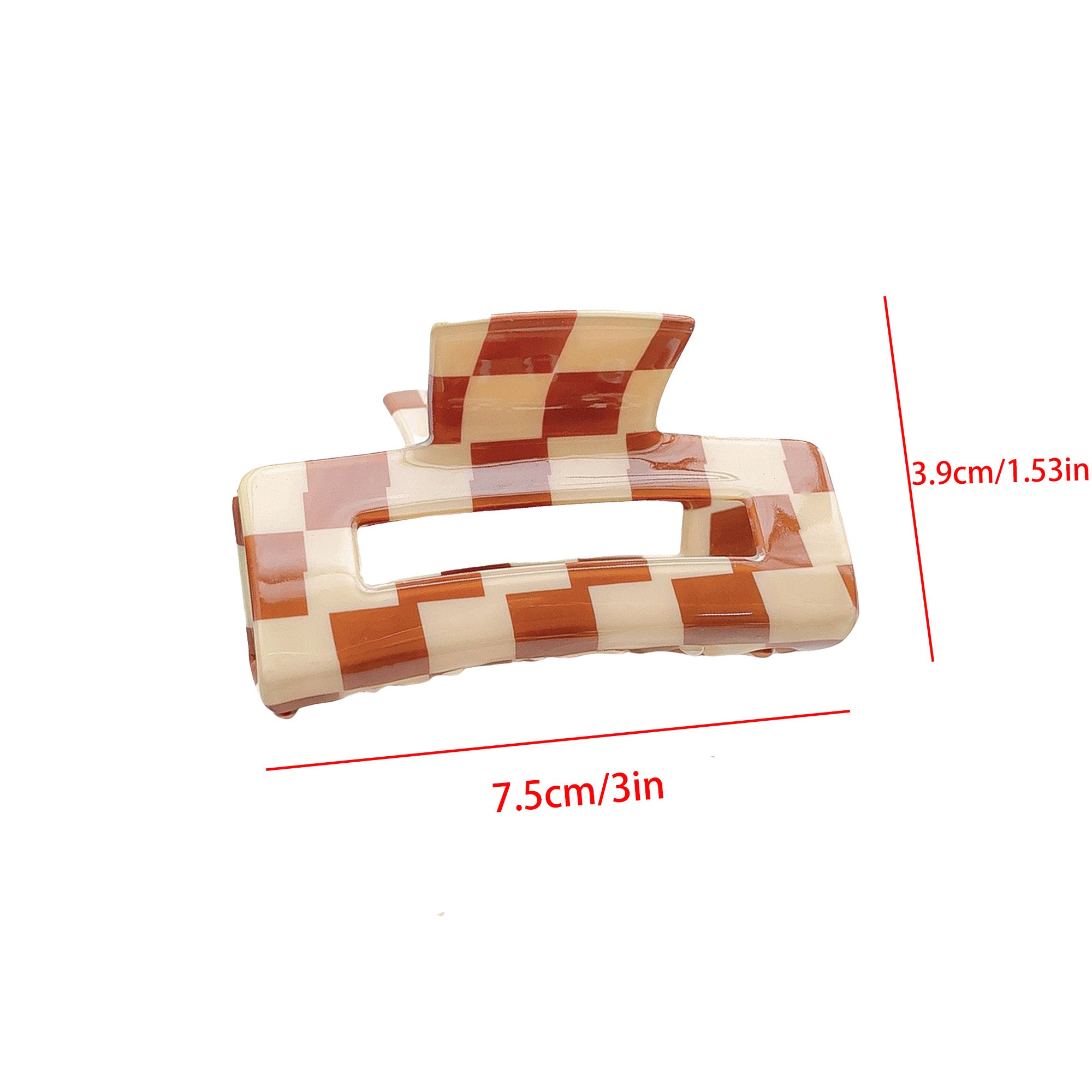 Anna-Kaci 2 Pack Checkered Hair Claw Clips Strong Hold Thick Hair Durable Square Design