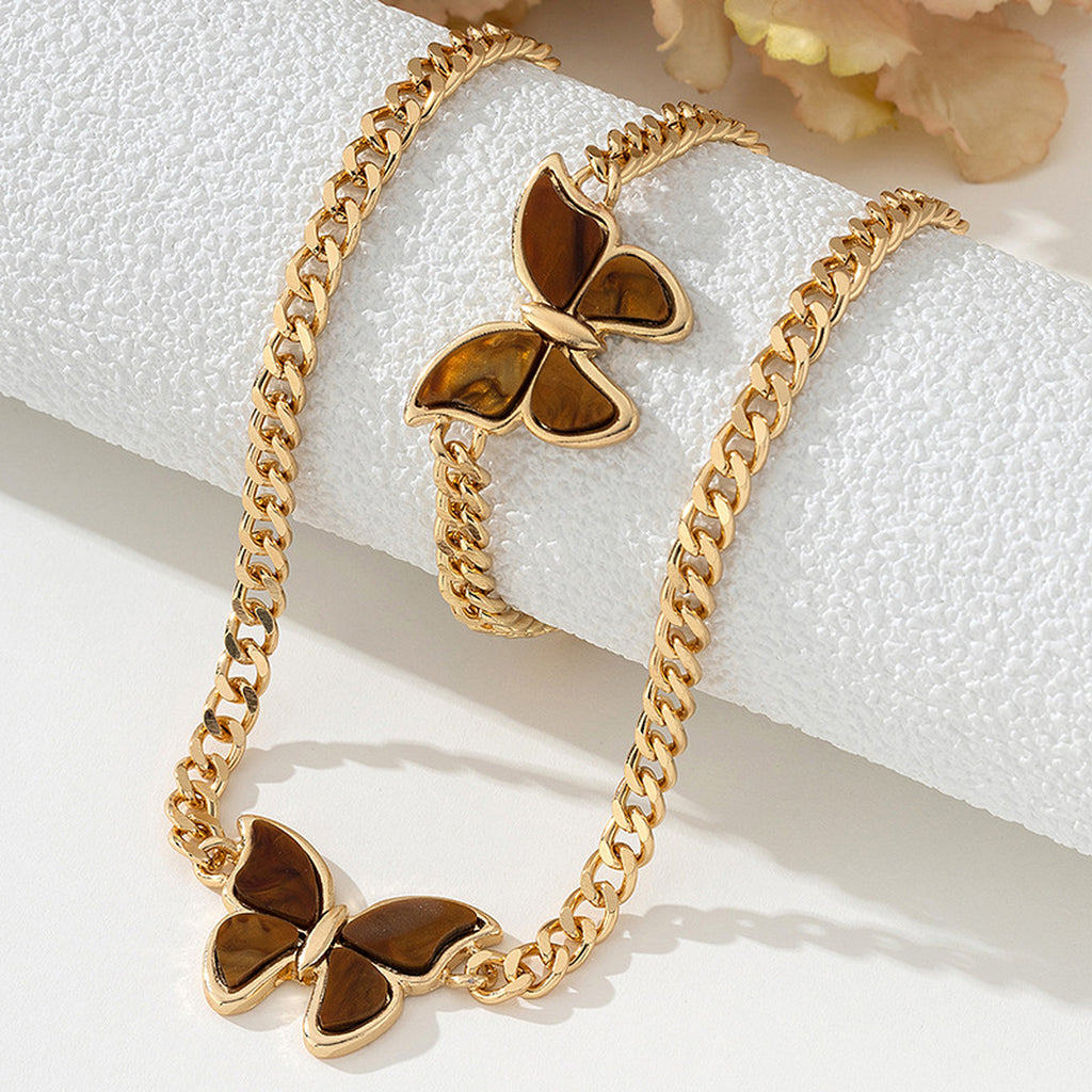 Women's Butterfly Necklace and Bracelet Set