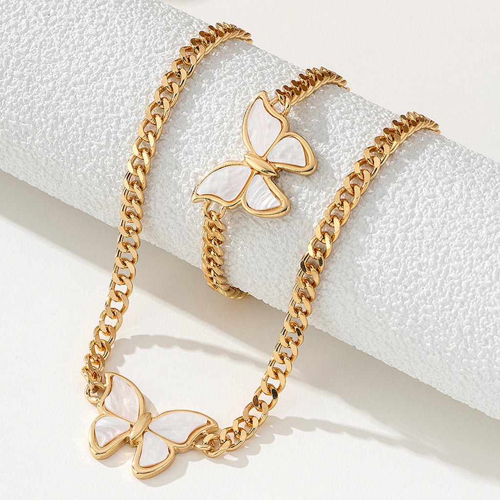 Women's Butterfly Necklace and Bracelet Set