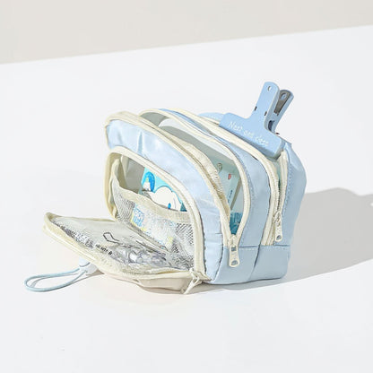 Anna-Kaci Multi-Compartment Travel Cosmetic Bag with Front Drawstring Pocket 8.2x5x4 in