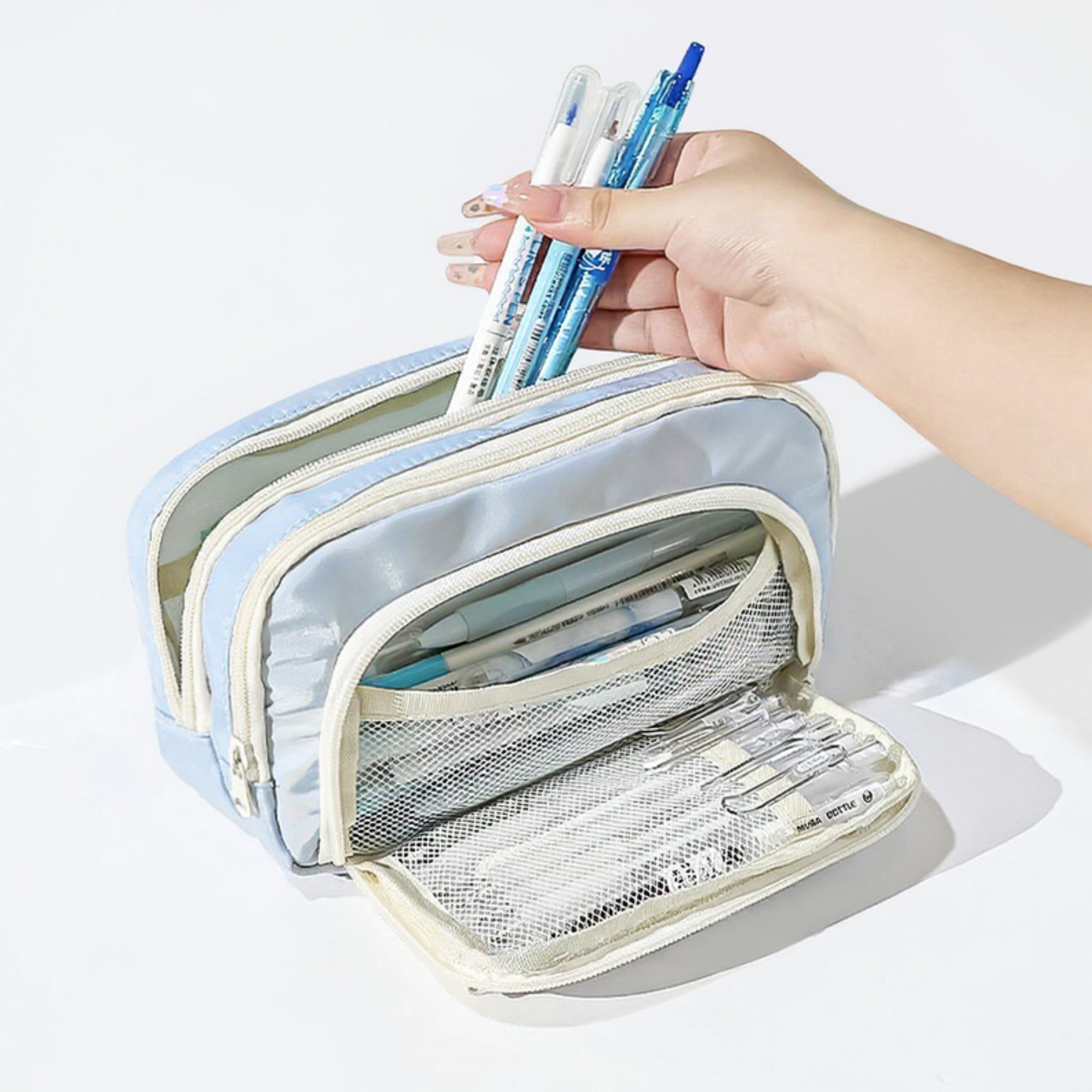 Anna-Kaci Multi-Compartment Travel Cosmetic Bag with Front Drawstring Pocket 8.2x5x4 in