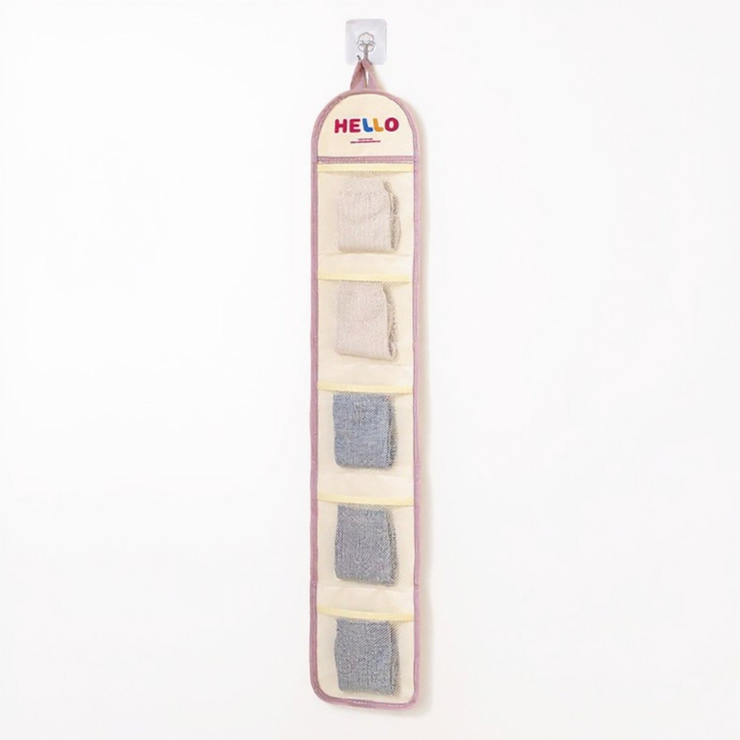 Anna-Kaci Hanging Wall Storage Organizer with multiple Mesh Pockets and Print Design