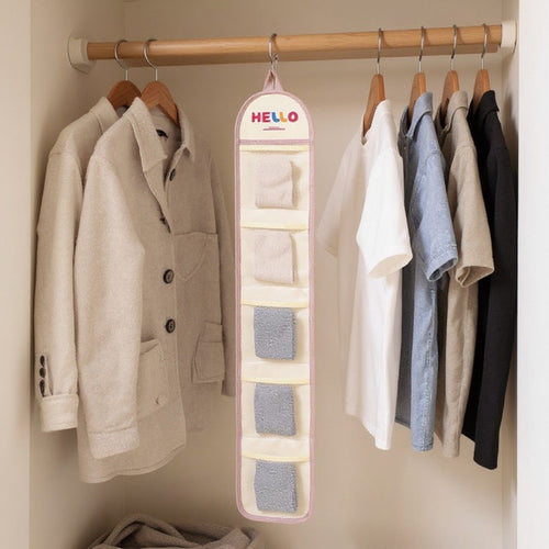Anna-Kaci Hanging Wall Storage Organizer with multiple Mesh Pockets and Print Design