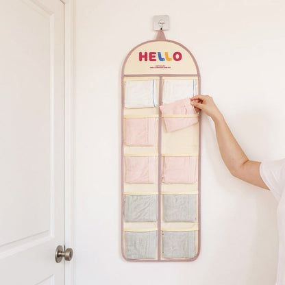 Anna-Kaci Hanging Wall Storage Organizer with multiple Mesh Pockets and Print Design