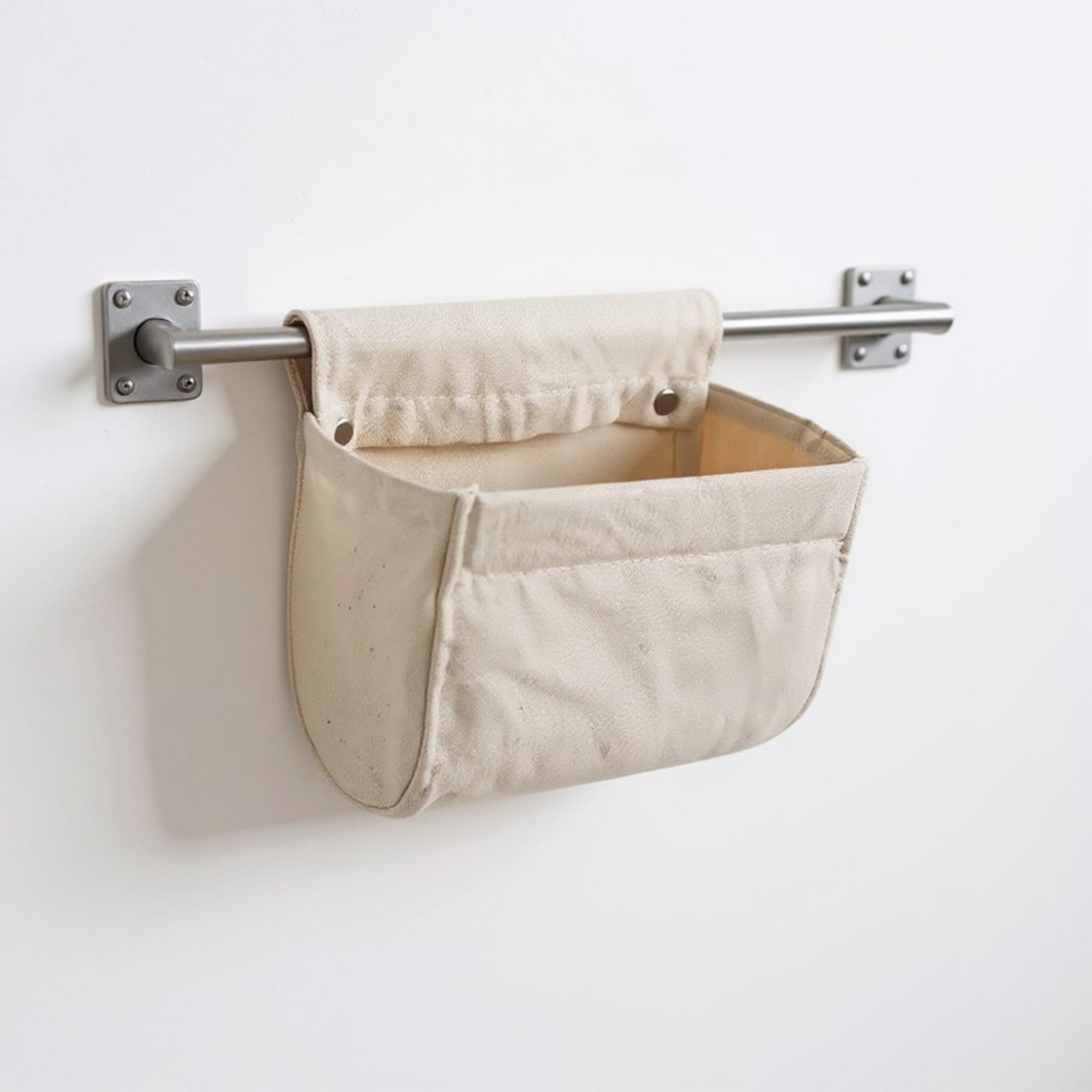 Anna-Kaci Hanging Wall Storage Basket with Front Pocket and Reinforced Canvas Construction