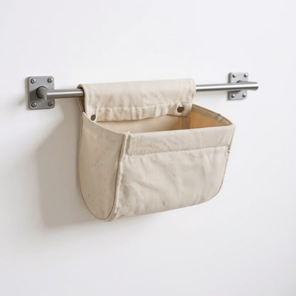 Anna-Kaci Hanging Wall Storage Basket with Front Pocket and Reinforced Canvas Construction