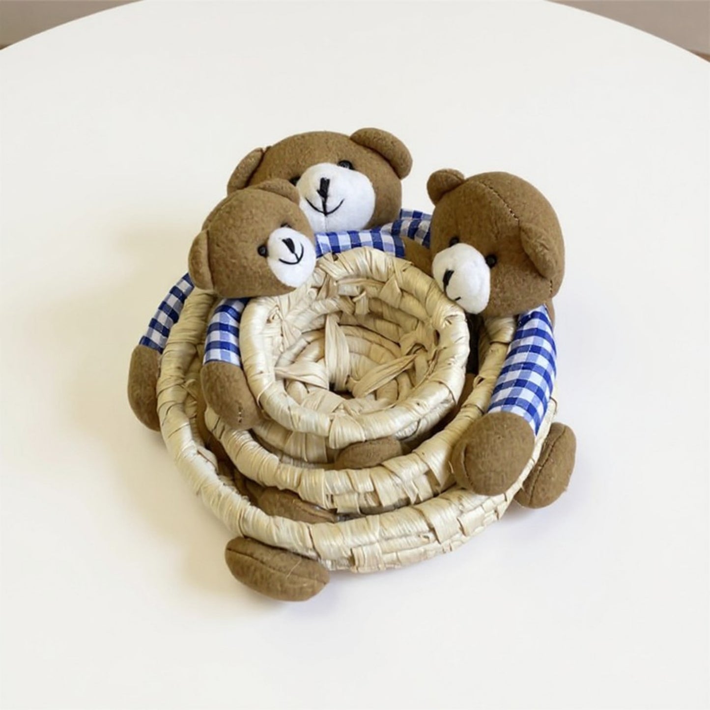 Anna-Kaci Woven Storage Basket with Plush Bear Accent and Handcrafted Design