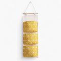 Anna-Kaci Hanging Wall Organizer with Three Fabric Pockets and Wooden Rod Design