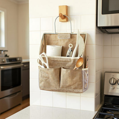 Anna-Kaci Hanging Wall Organizer with Dual Front Pockets and Mesh Side Compartments