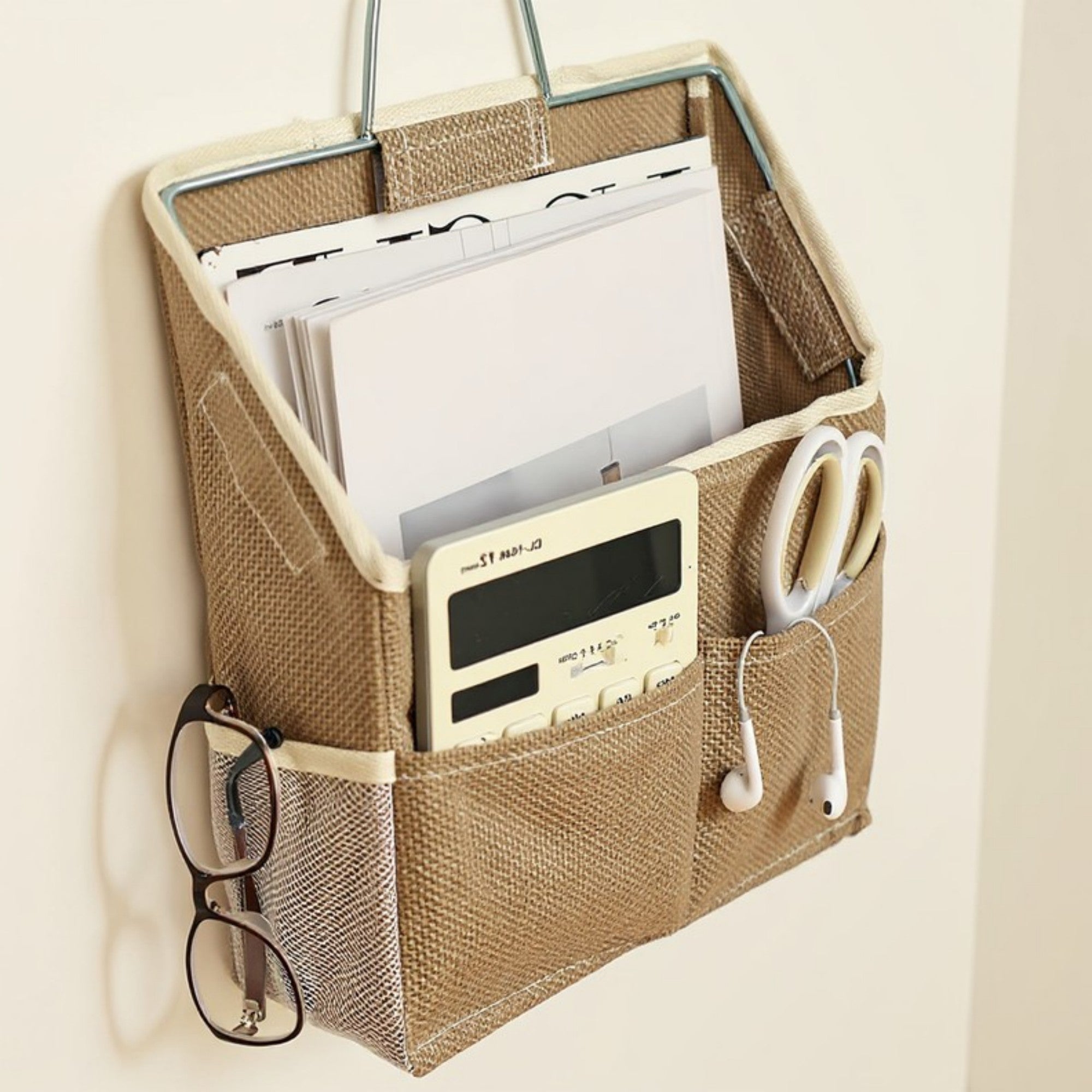 Anna-Kaci Hanging Wall Organizer with Dual Front Pockets and Mesh Side Compartments