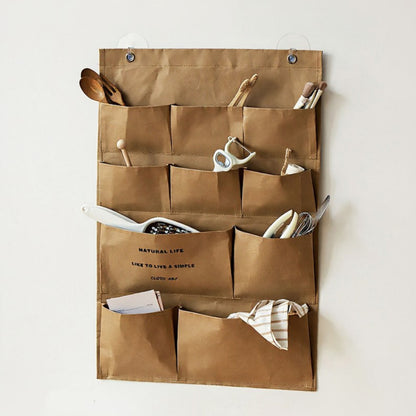 Anna-Kaci Multi-Pocket Hanging Wall Organizer with Durable Canvas Design