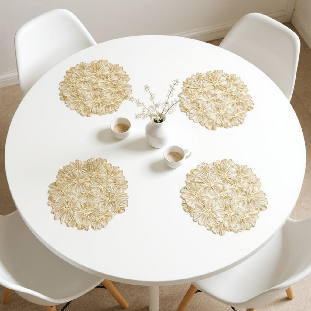 Anna-Kaci Floral Cutout Round Placemat with Delicate Petal Detailing