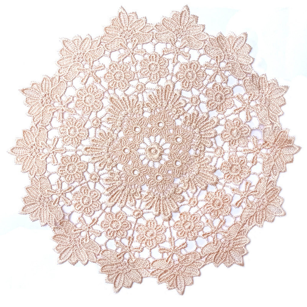 Anna-Kaci Round Lace Floral Placemat with Intricate Embroidered Detailing