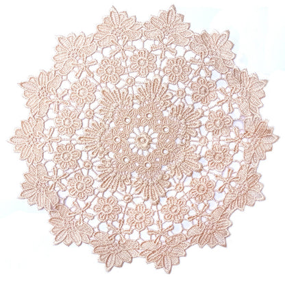 Anna-Kaci Round Lace Floral Placemat with Intricate Embroidered Detailing