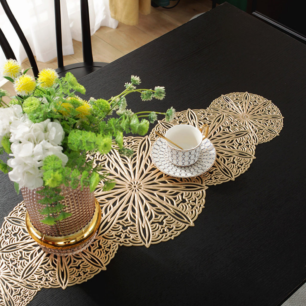 Anna-Kaci Decorative Floral Lace Table Mat with Layered Circular Design