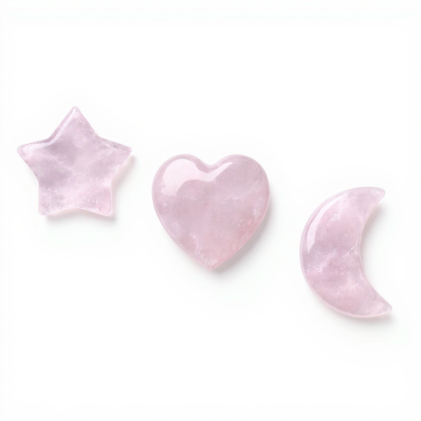 Anna-Kaci Rose Quartz Car Vent Clip Set with Heart, Star, and Moon Shapes