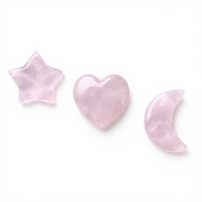 Anna-Kaci Rose Quartz Car Vent Clip Set with Heart, Star, and Moon Shapes