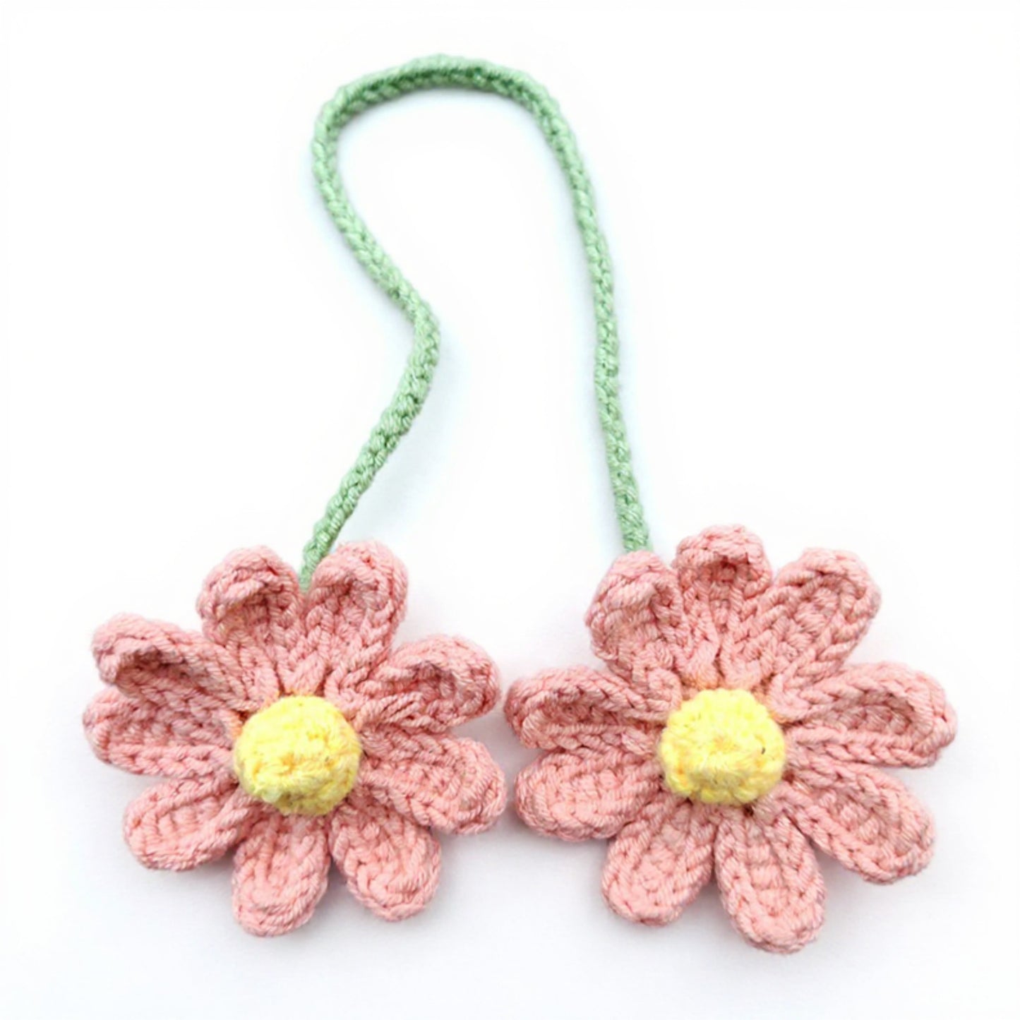 Anna-Kaci Crochet Daisy Car Mirror Hanging Decoration with Dual Flower Design