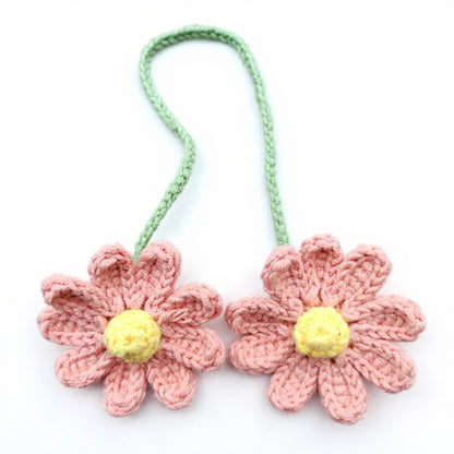 Anna-Kaci Crochet Daisy Car Mirror Hanging Decoration with Dual Flower Design
