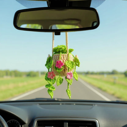 Anna-Kaci Handmade Crochet Hanging Flower Basket Decoration with Blooming Details