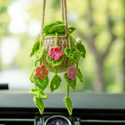 Anna-Kaci Handmade Crochet Hanging Flower Basket Decoration with Blooming Details