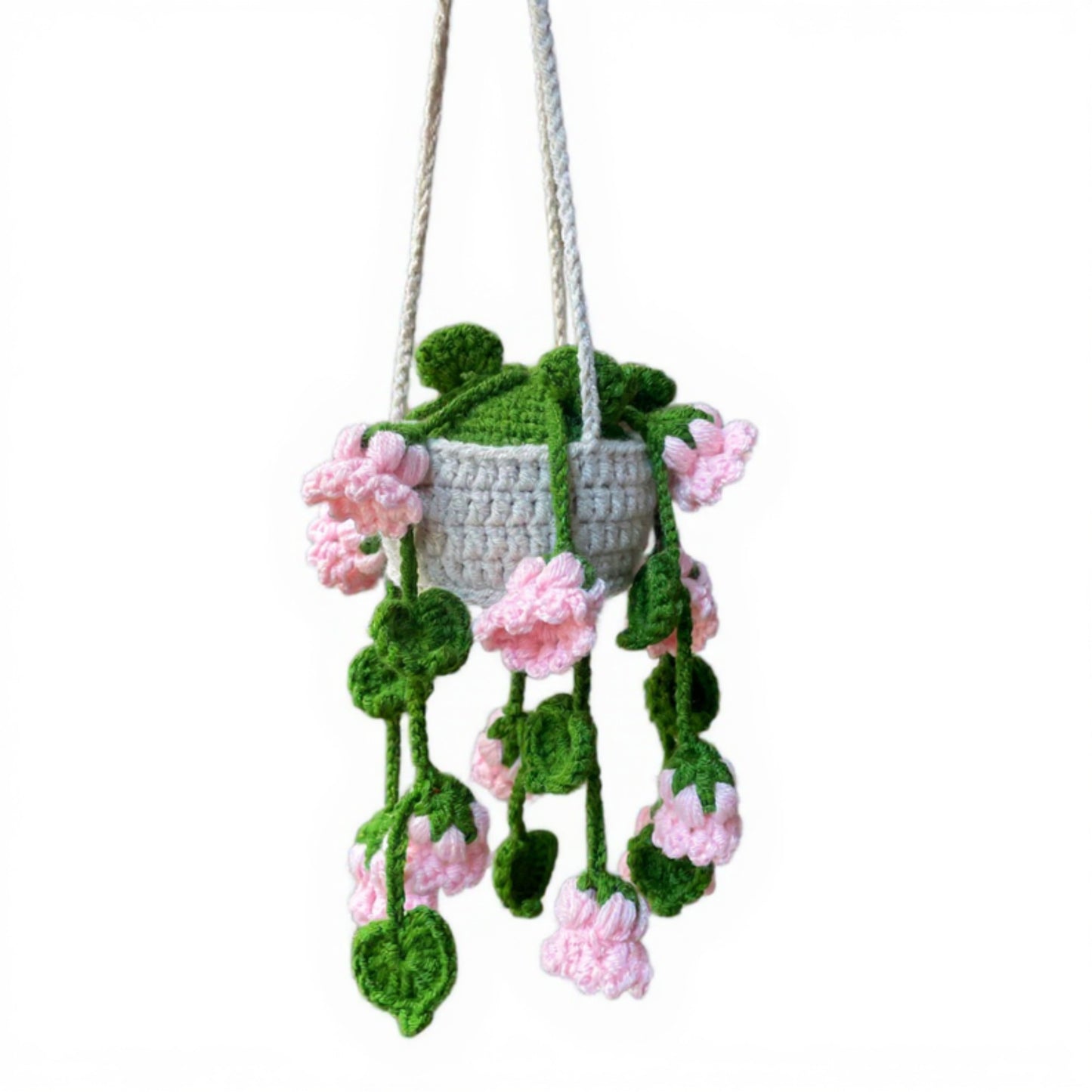 Anna-Kaci Handmade Crochet Hanging Flower Basket Decoration with Blooming Details