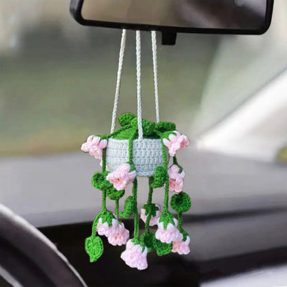 Anna-Kaci Handmade Crochet Hanging Flower Basket Decoration with Blooming Details