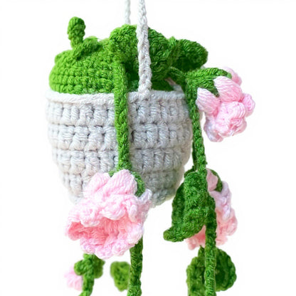 Anna-Kaci Handmade Crochet Hanging Flower Basket Decoration with Blooming Details