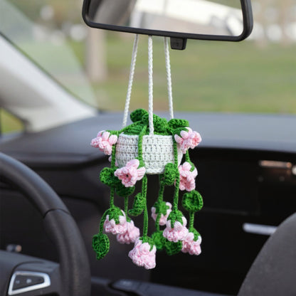 Anna-Kaci Handmade Crochet Hanging Flower Basket Decoration with Blooming Details